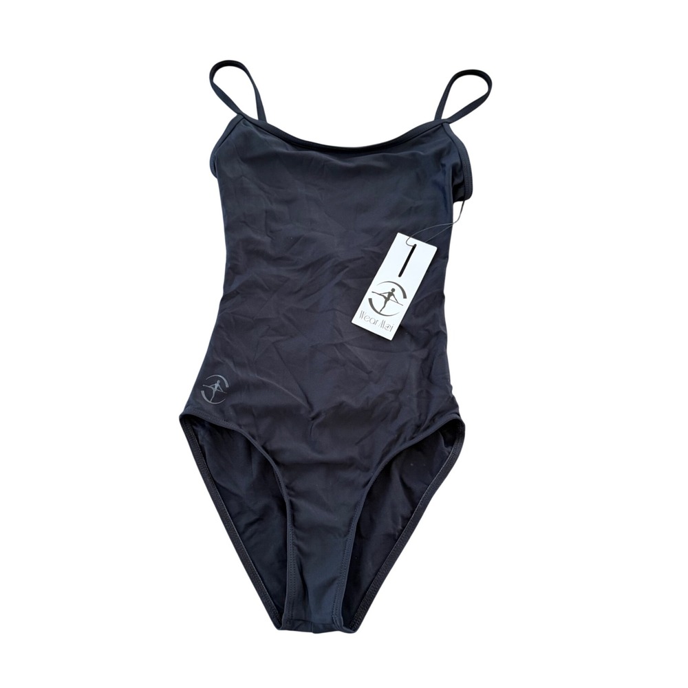 New Wear Moi Thalia Black Camisole Leotard Mesh V-Back Small NWT ballet dance